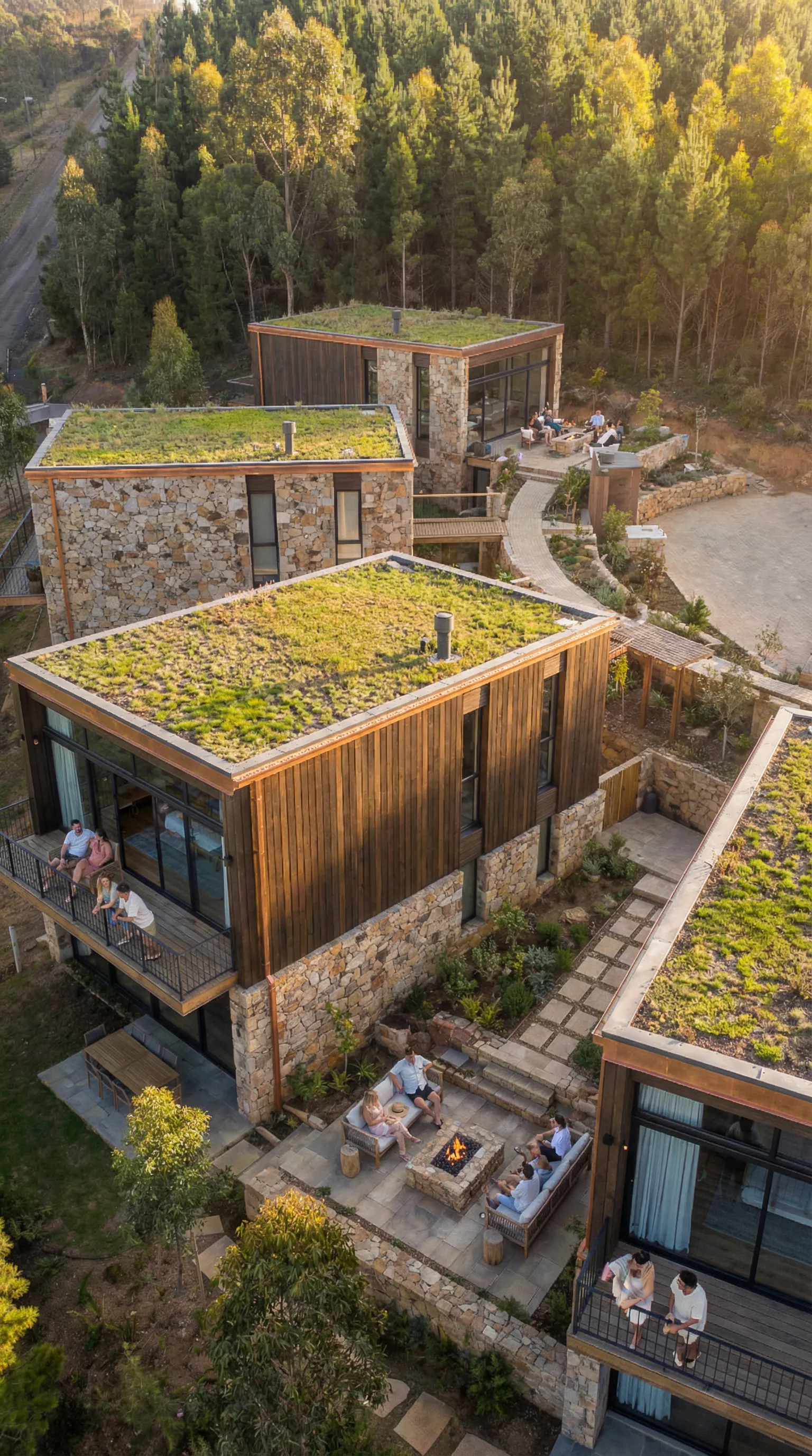 Concepto de cabañas sobre el terreno para renta de corta estancia